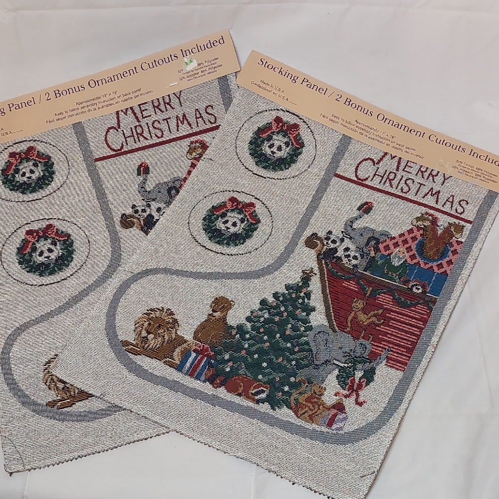 Merry Christmas Stocking Panel with Bonus Ornament Cutouts